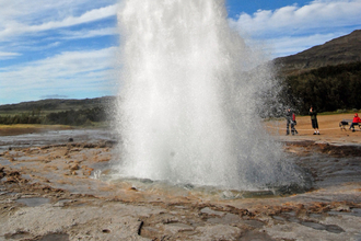 A picture of water spraying in Iceland